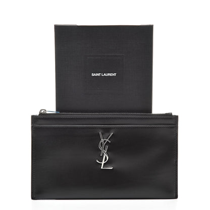 Saint Laurent Smooth Calfskin Monogram Zip Bill Pouch Black 8 of 8
