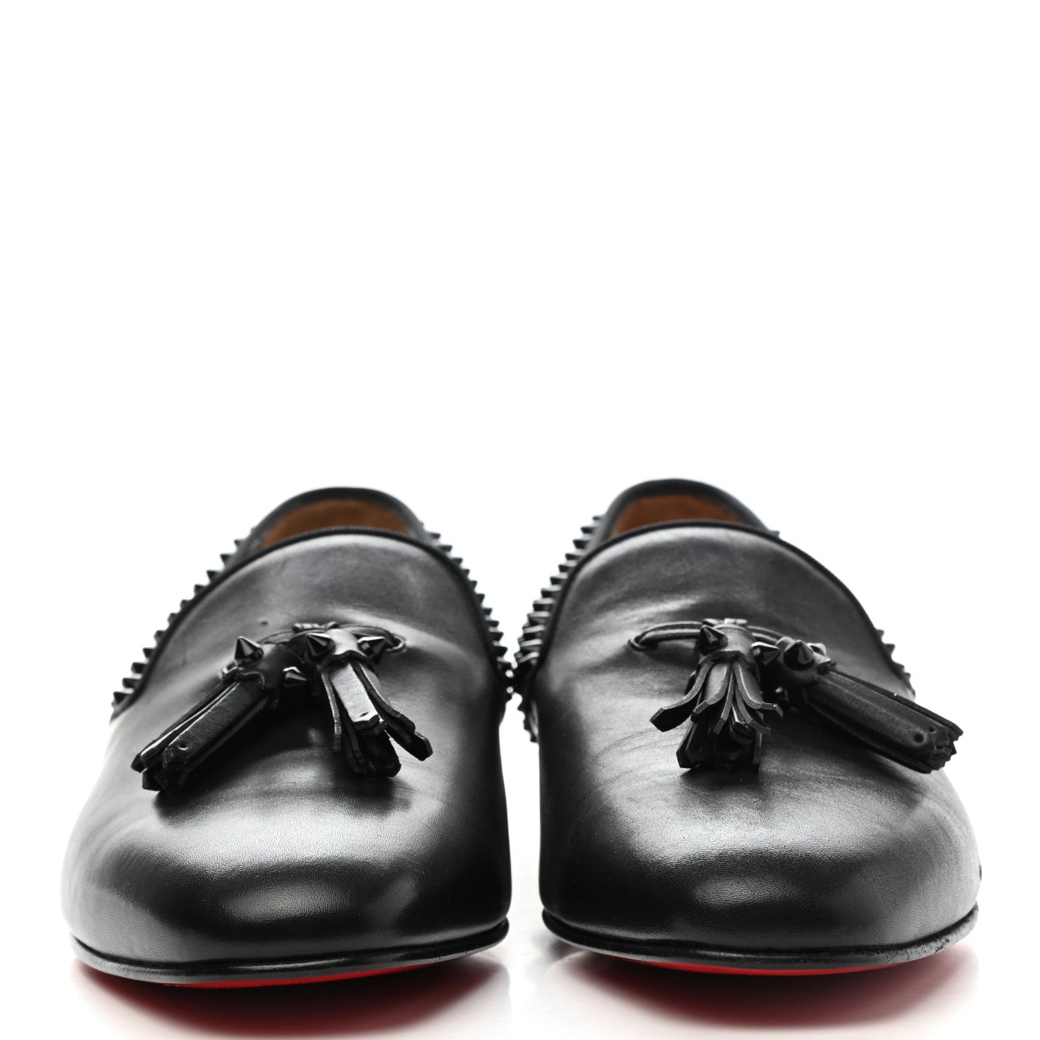 Christian Louboutin Calfskin Spikes Mens Tassilo Flat Mocasin Loafer 40 Black 2 of 11