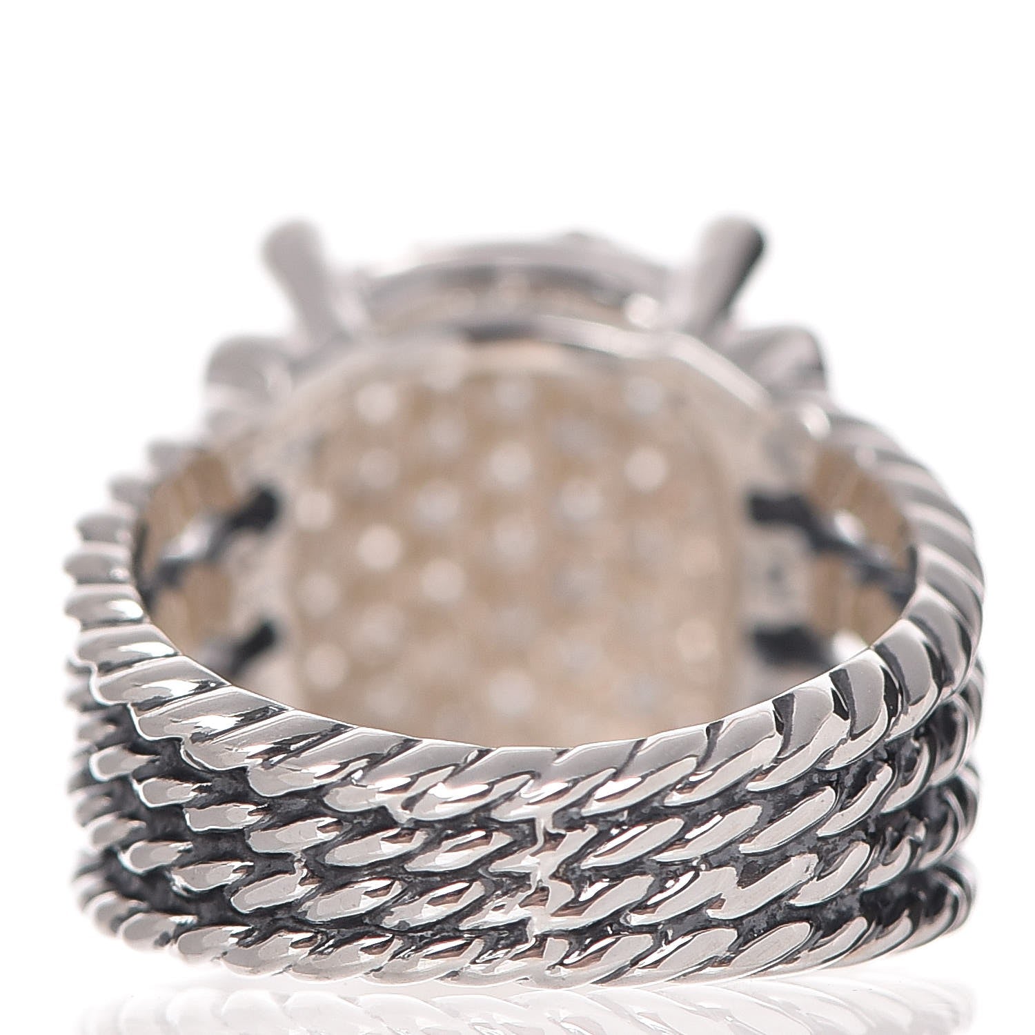 David Yurman Sterling Silver Diamond 16mm Wheaton Ring 53 6.25 4 of 5