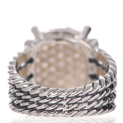 David Yurman Sterling Silver Diamond 16mm Wheaton Ring 53 6.25 4 of 5