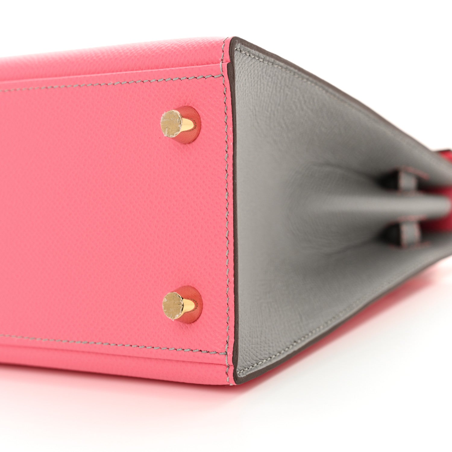 Hermes Epsom Bi-Color Horseshoe Kelly Sellier 25 Rose Azalee Gris Mouette 10 of 11