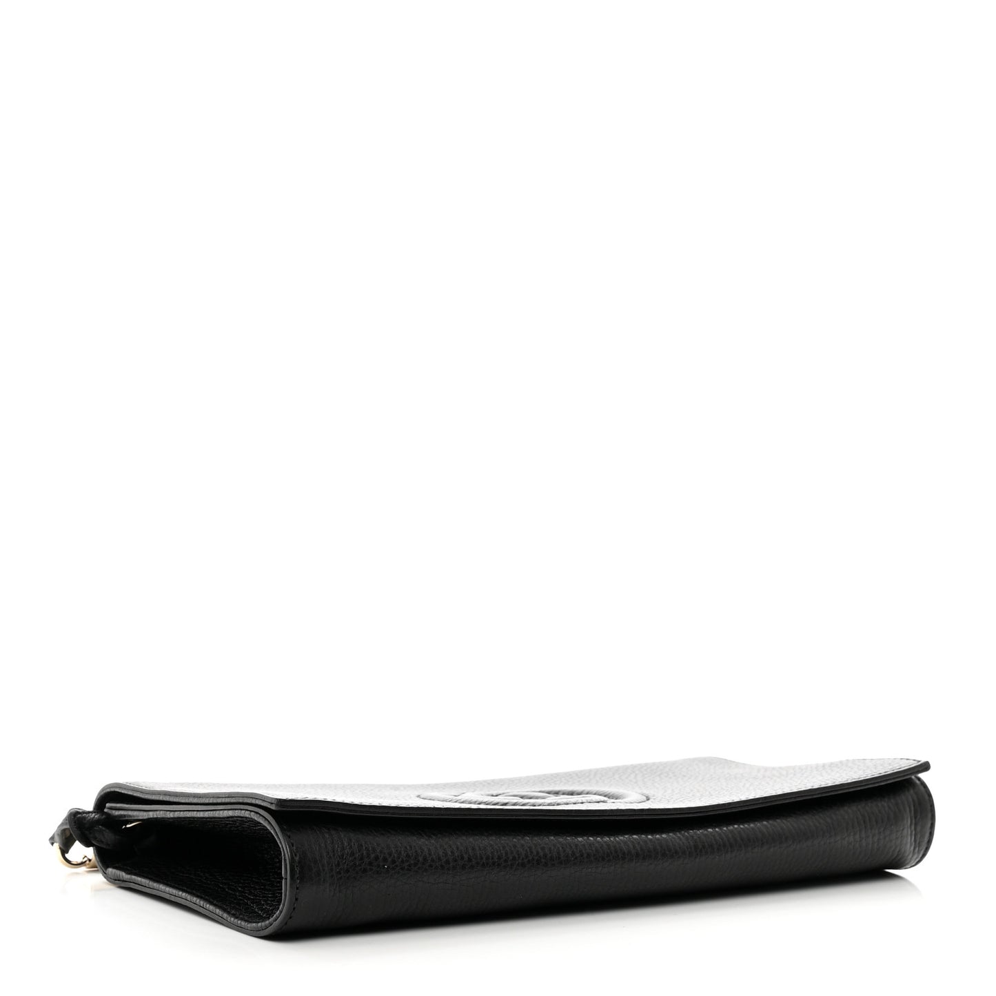 Pebbled Calfskin Medium Soho Clutch Black