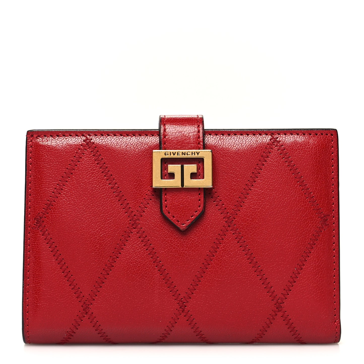 Goatskin Diamond Quilted GV3 Medium Wallet Vermillion