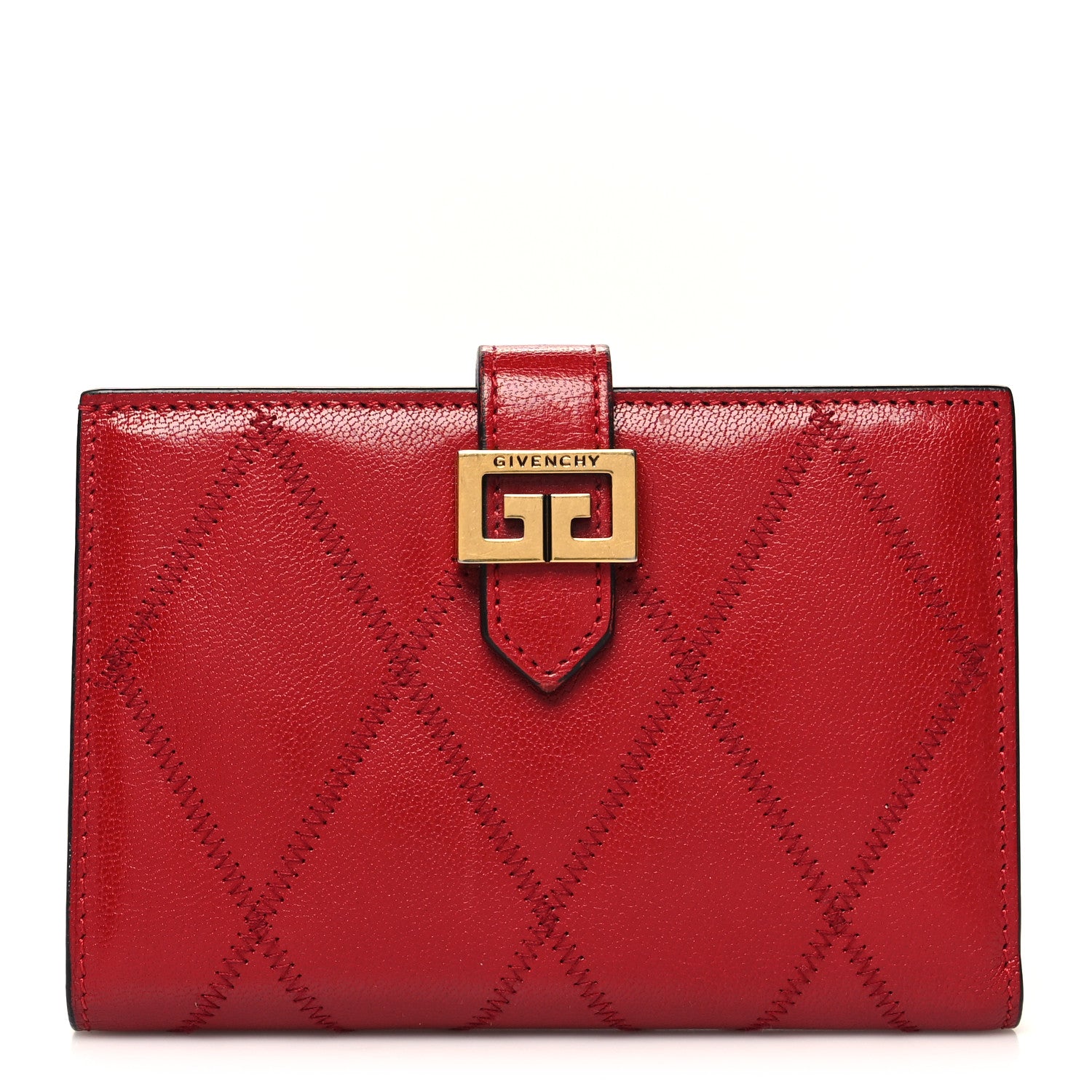 Givenchy Goatskin Diamond Quilted GV3 Medium Wallet Vermillion 1 of 13