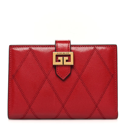 Givenchy Goatskin Diamond Quilted GV3 Medium Wallet Vermillion 1 of 13