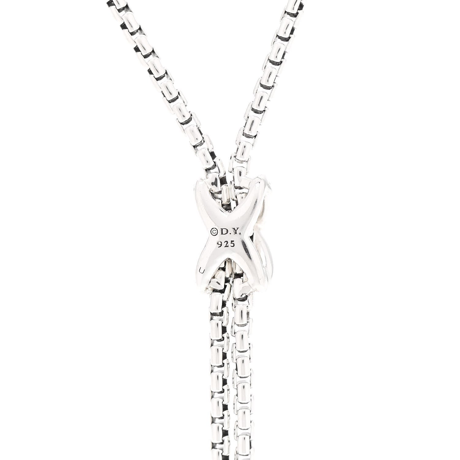 David Yurman Sterling Silver Diamond Petite X Lariat Necklace 4 of 6