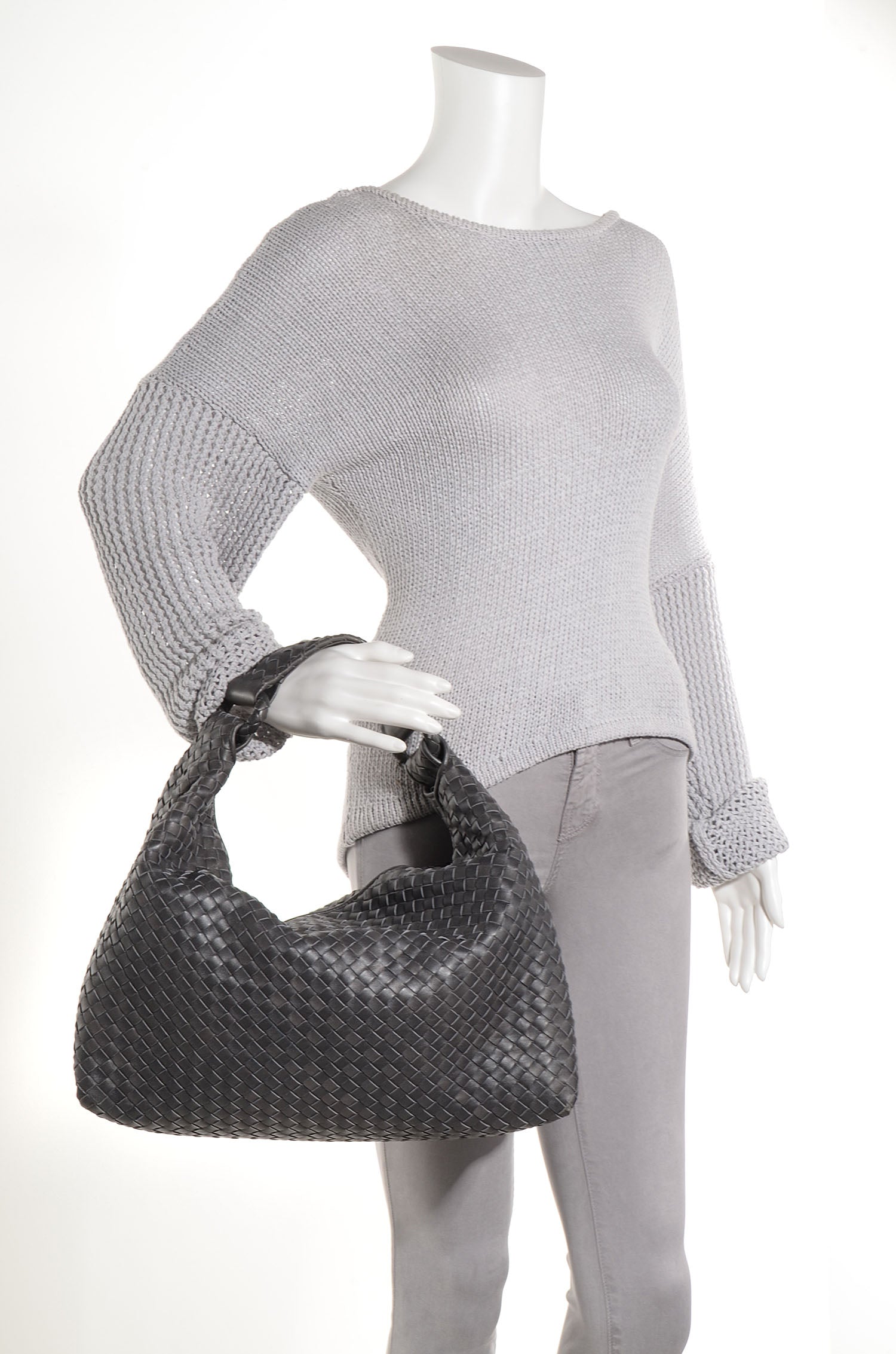 Bottega Veneta Nappa Intrecciato Sloane Hobo Ferro Gray 2 of 9