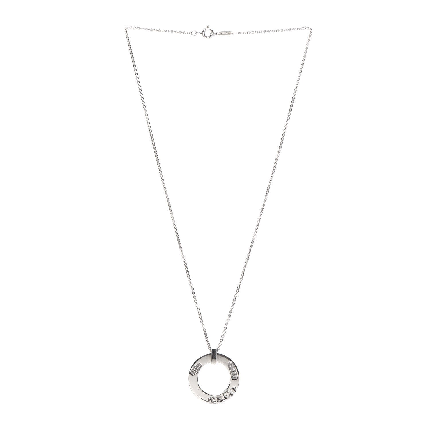 Tiffany Sterling Silver 1837 Open Circle Pendant Necklace 3 of 5
