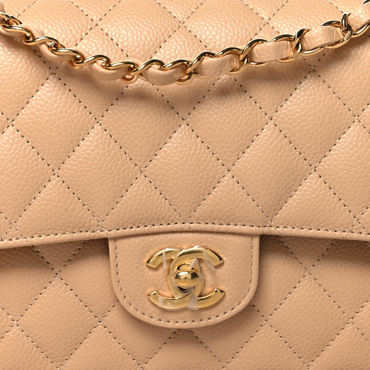 Chanel Caviar Quilted Medium Double Flap Beige 8 of 10