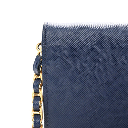 Prada Saffiano Metal Oro Chain Wallet Bleuette 12 of 12