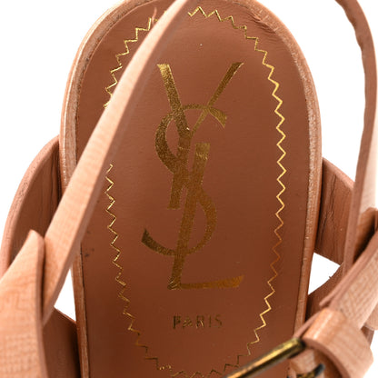 Saint Laurent Patent Calfskin Tribute 75 Platform Sandals 36.5 Light Clay 8 of 14