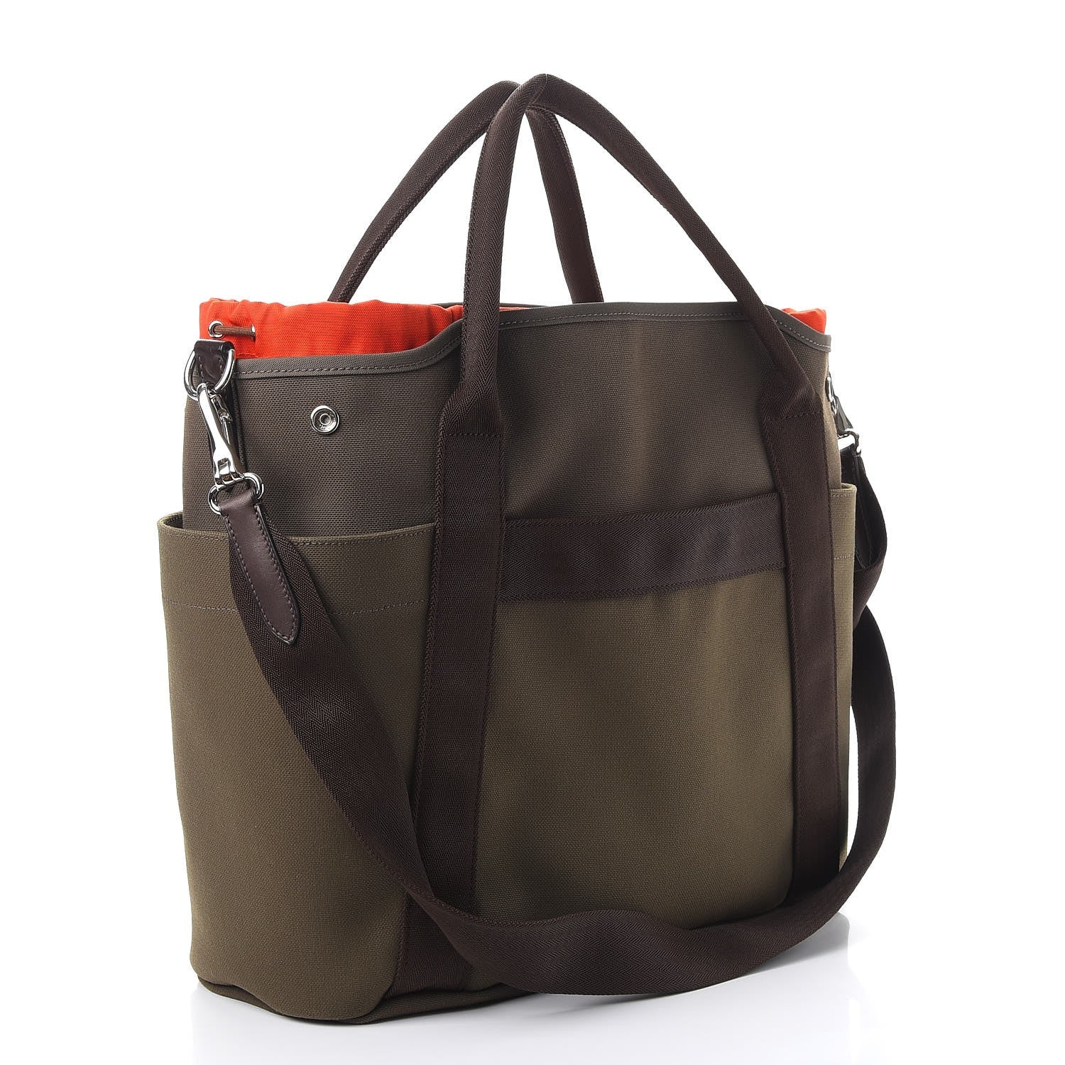 Hermes Toile Sac De Pansage Groom Kaki Feu 4 of 11