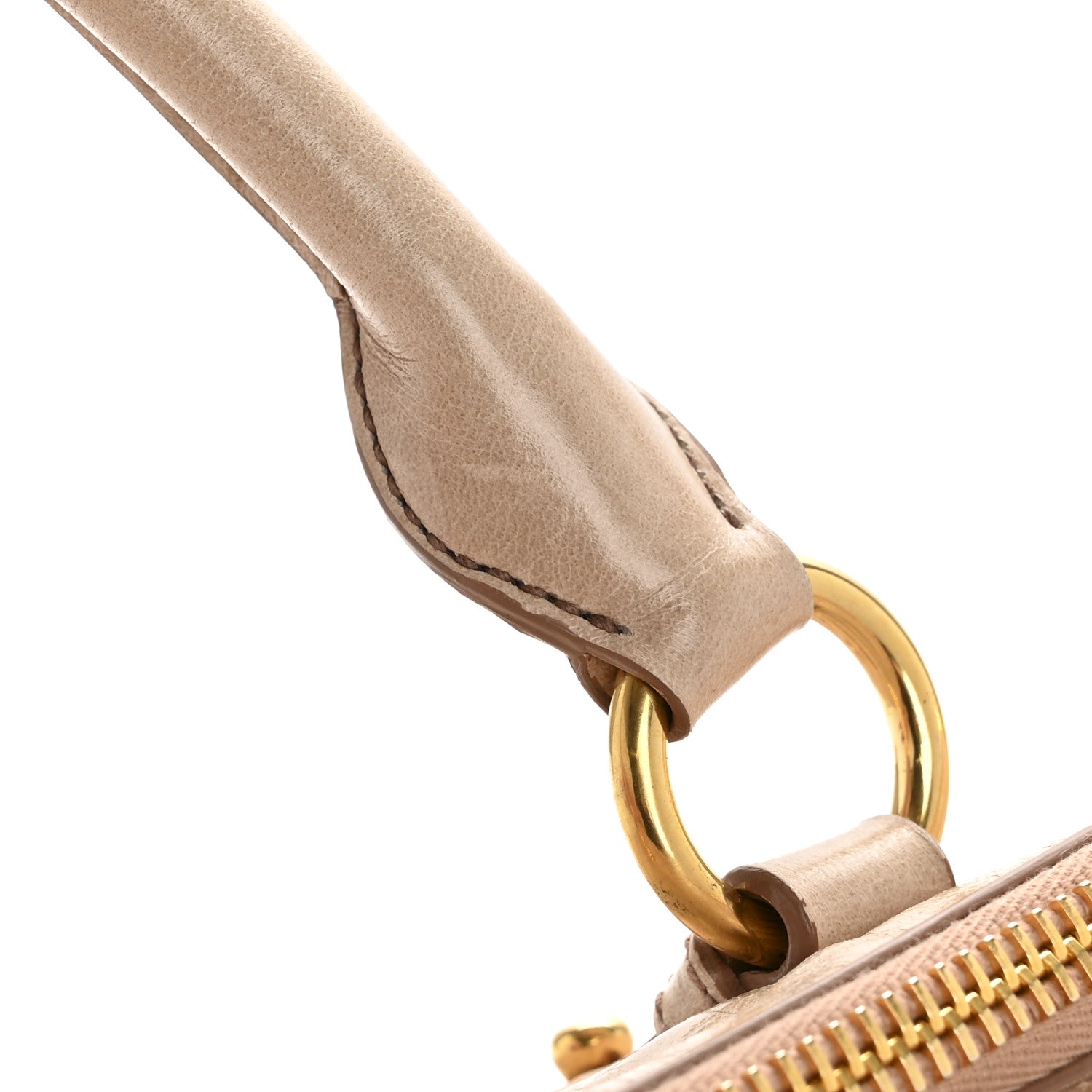 Miu Miu Vitello Shine Double Zip Tote Cammeo 1766990 – FASHIONPHILE