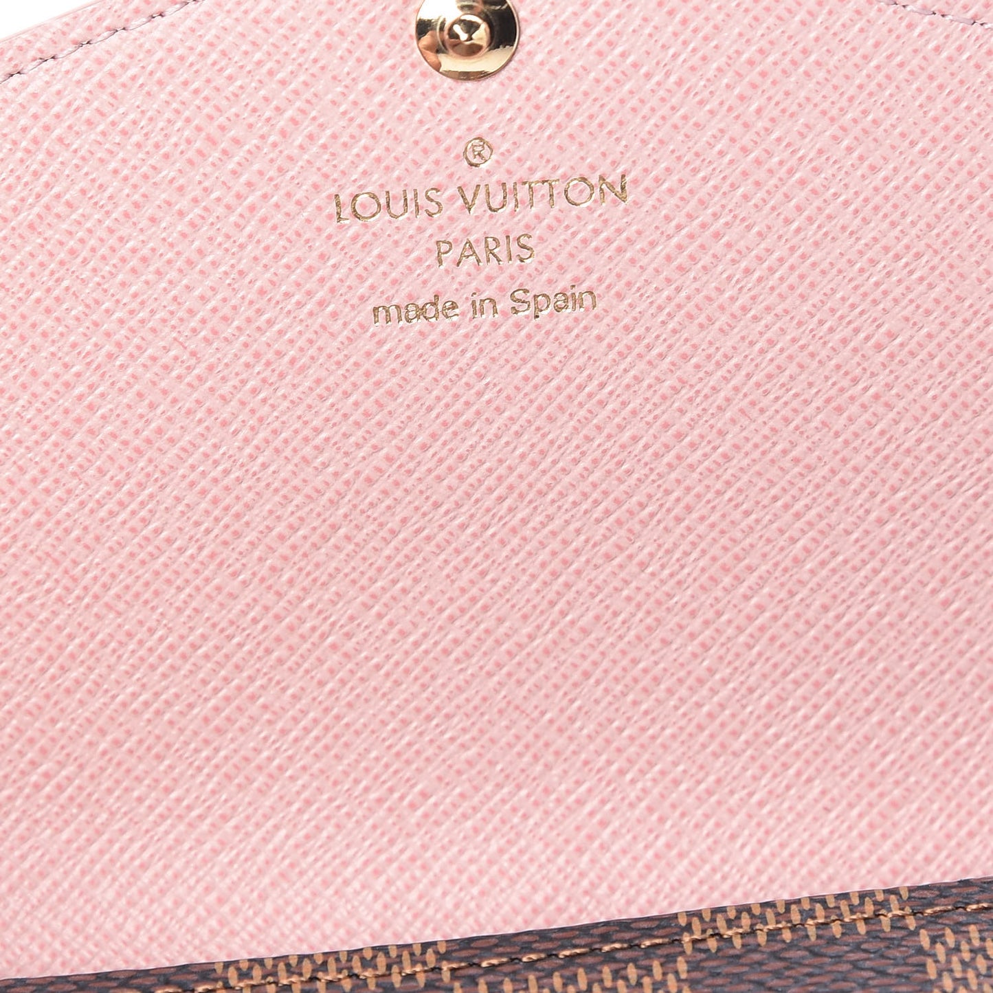Damier Ebene Studded Sarah Wallet NM Rose Ballerine