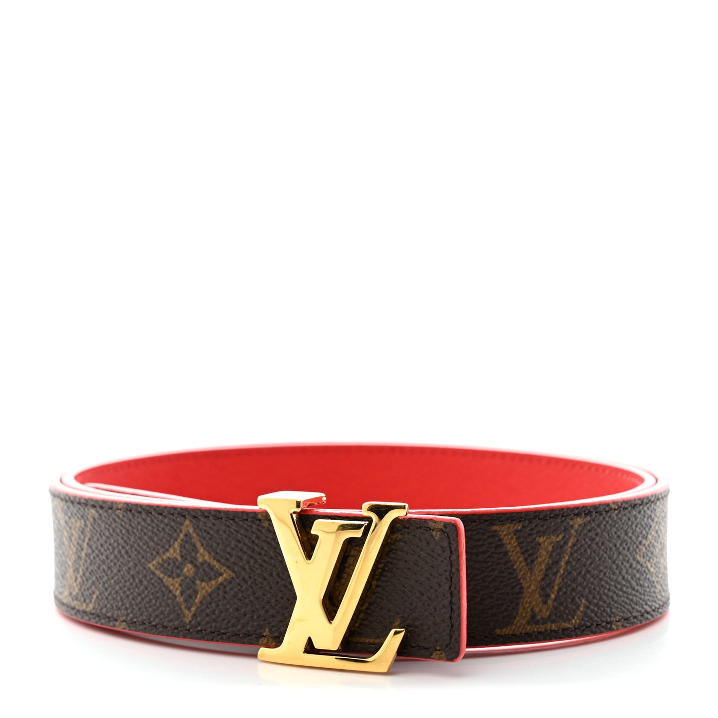 Calfskin Monogram LV Initiales Reversible Belt 80 32 Red
