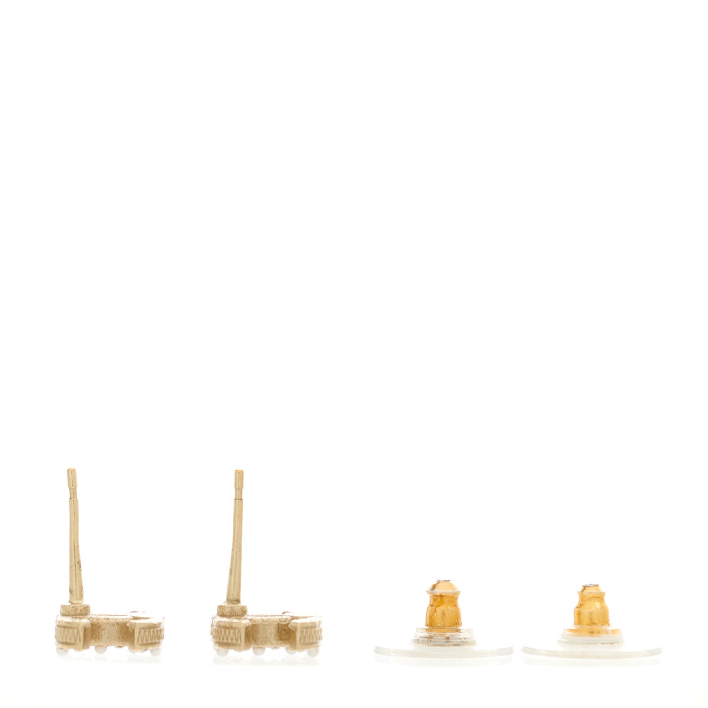 Pearl Crystal CC Charms Stud Earrings Light Gold