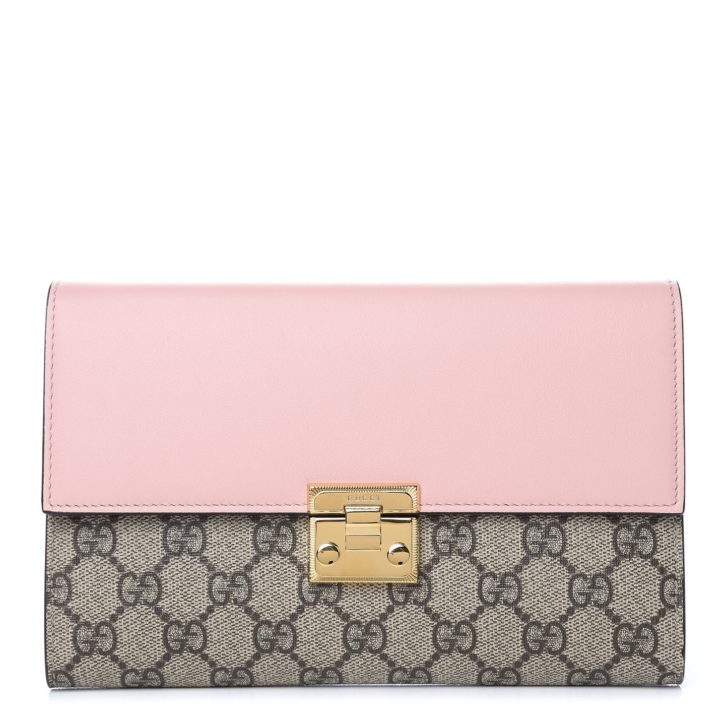 GG Supreme Monogram Calfskin Padlock Clutch Beige Perfect Pink