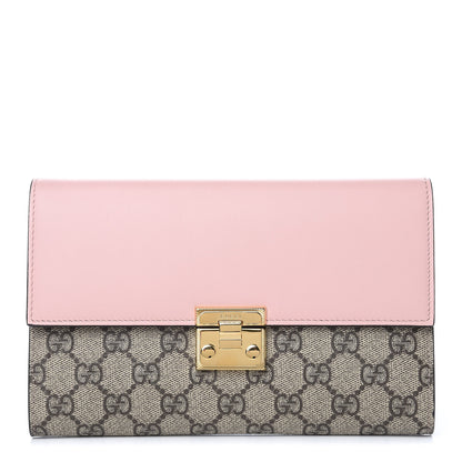 Gucci GG Supreme Monogram Calfskin Padlock Clutch Beige Perfect Pink 1 of 10