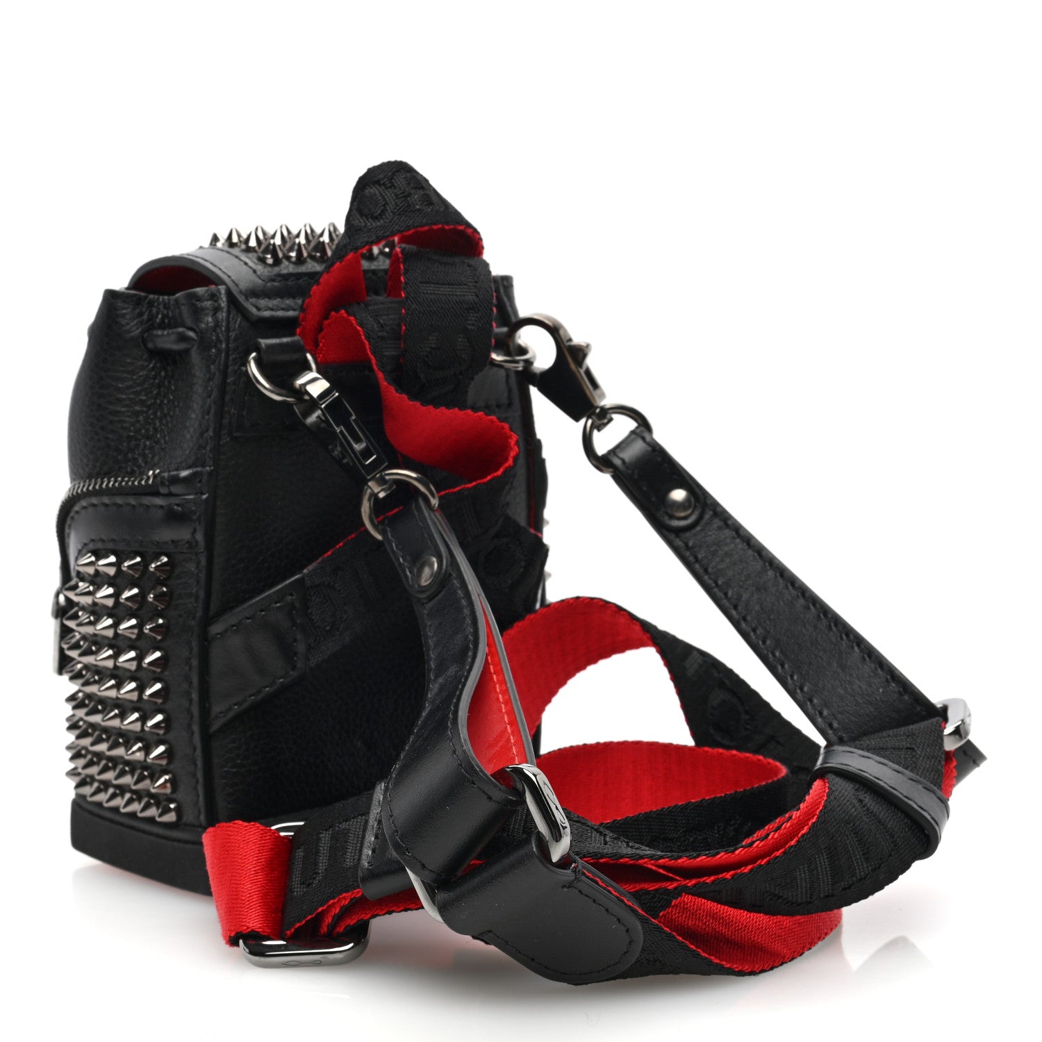 Christian Louboutin Calfskin Spiked Mini Explorafunk Keyring Bag Black 3 of 9