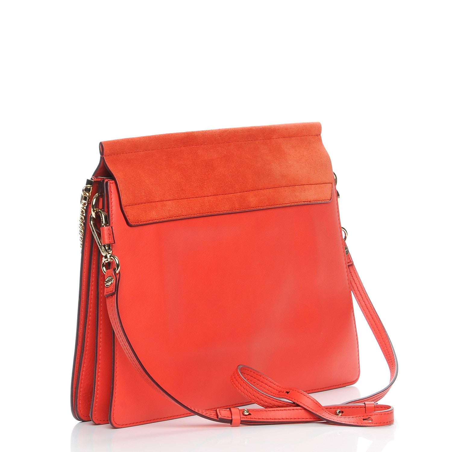 Chloe Calfskin Suede Medium Faye Shoulder Bag Orange 3 of 7