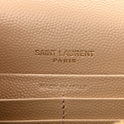Saint Laurent Grain De Poudre Matelasse Chevron Monogram Envelope Chain Wallet Nude Powder 6 of 11