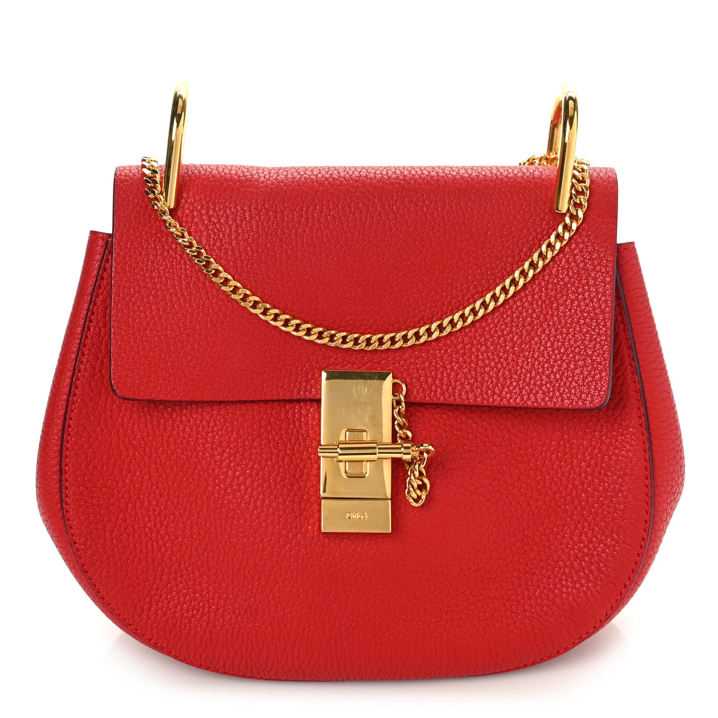Grained Lambskin Drew Shoulder Bag Plaid Red