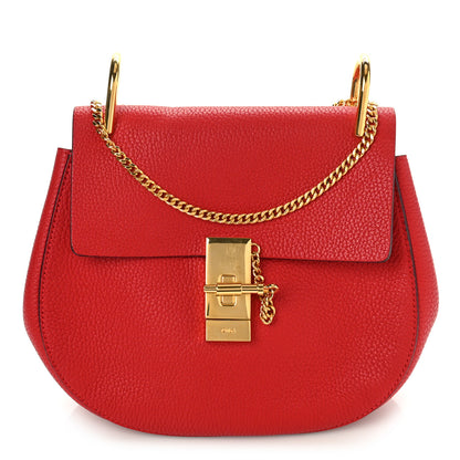 Chloe Grained Lambskin Drew Shoulder Bag Plaid Red 1 of 8