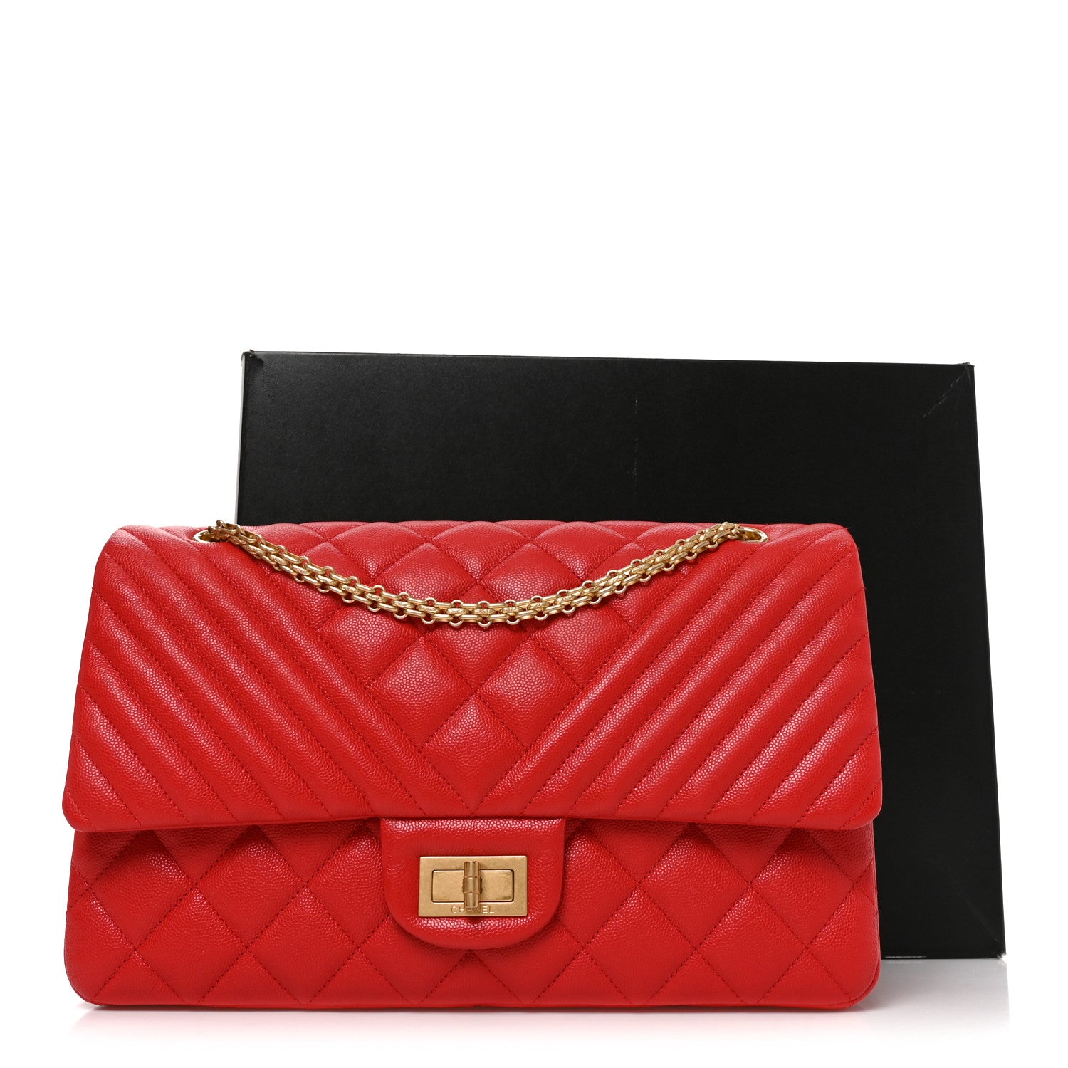 Chanel Caviar Chevron Quilted 2.55 Reissue 227 Flap Red 10 of 10