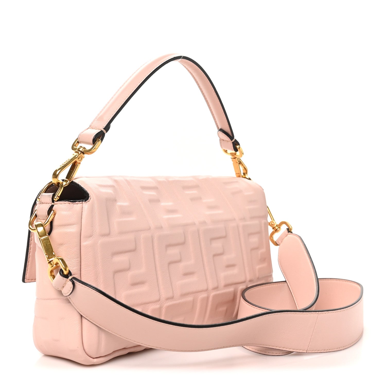 Fendi Nappa FF 1974 Embossed Baguette Baby Pink 3 of 10