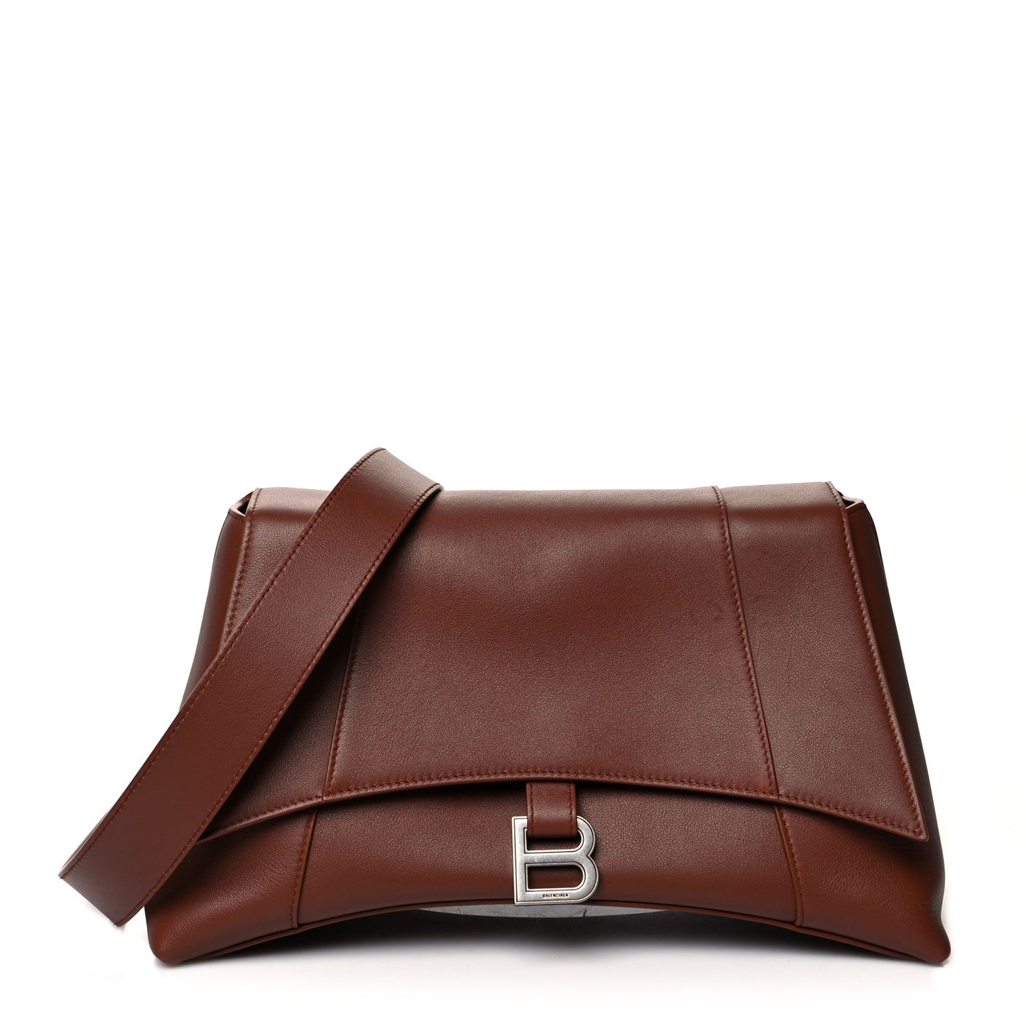 Semi Shiny Smooth Calfskin M Downtown Shoulder Bag Dark Tan