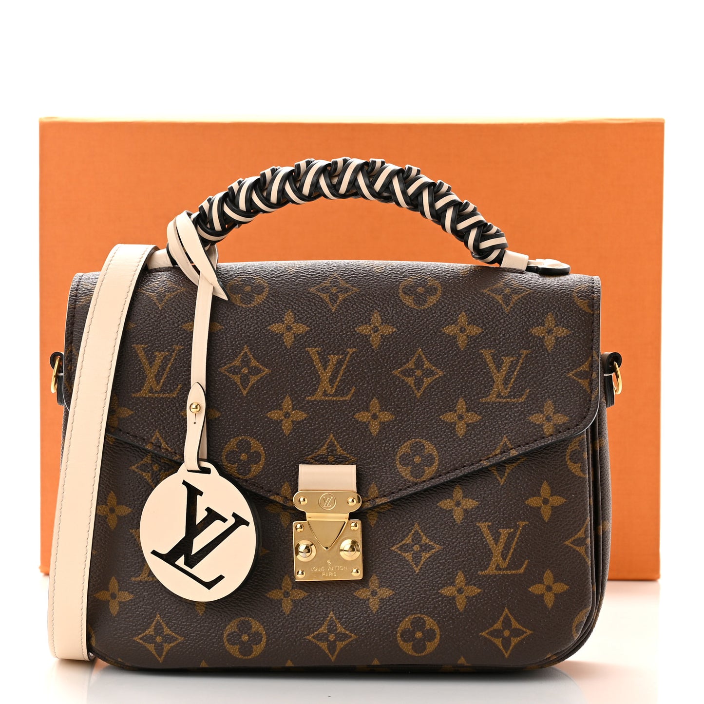 Monogram Braided Pochette Metis Creme Beige