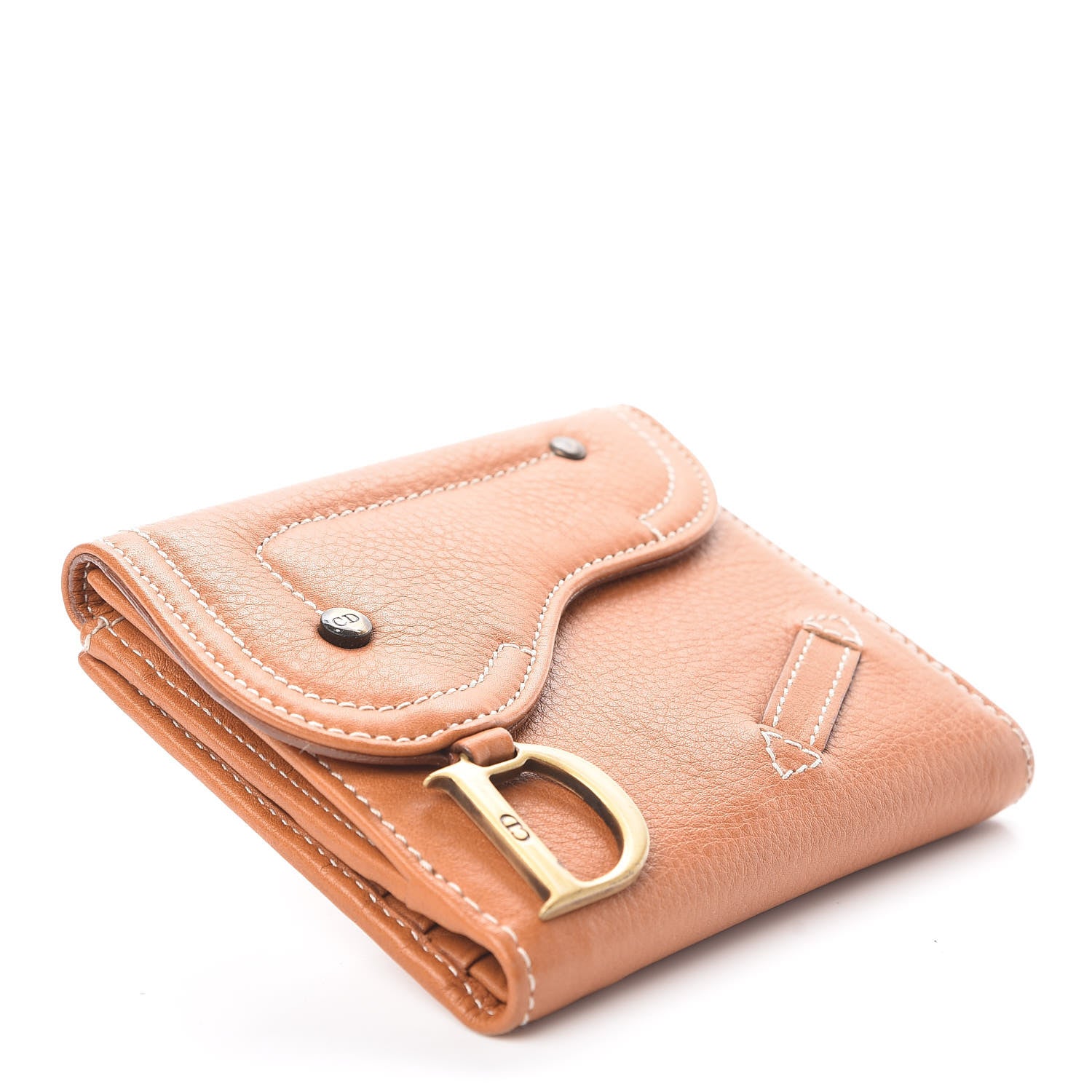 Christian Dior Calfskin Saddle Wallet Light Brown 4 of 8