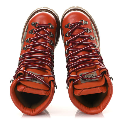 Gucci X THE NORTH FACE Monogram Textured Calfskin Hiking Ankle Boots 37 Beige Ebony Deep Orange 2 of 10