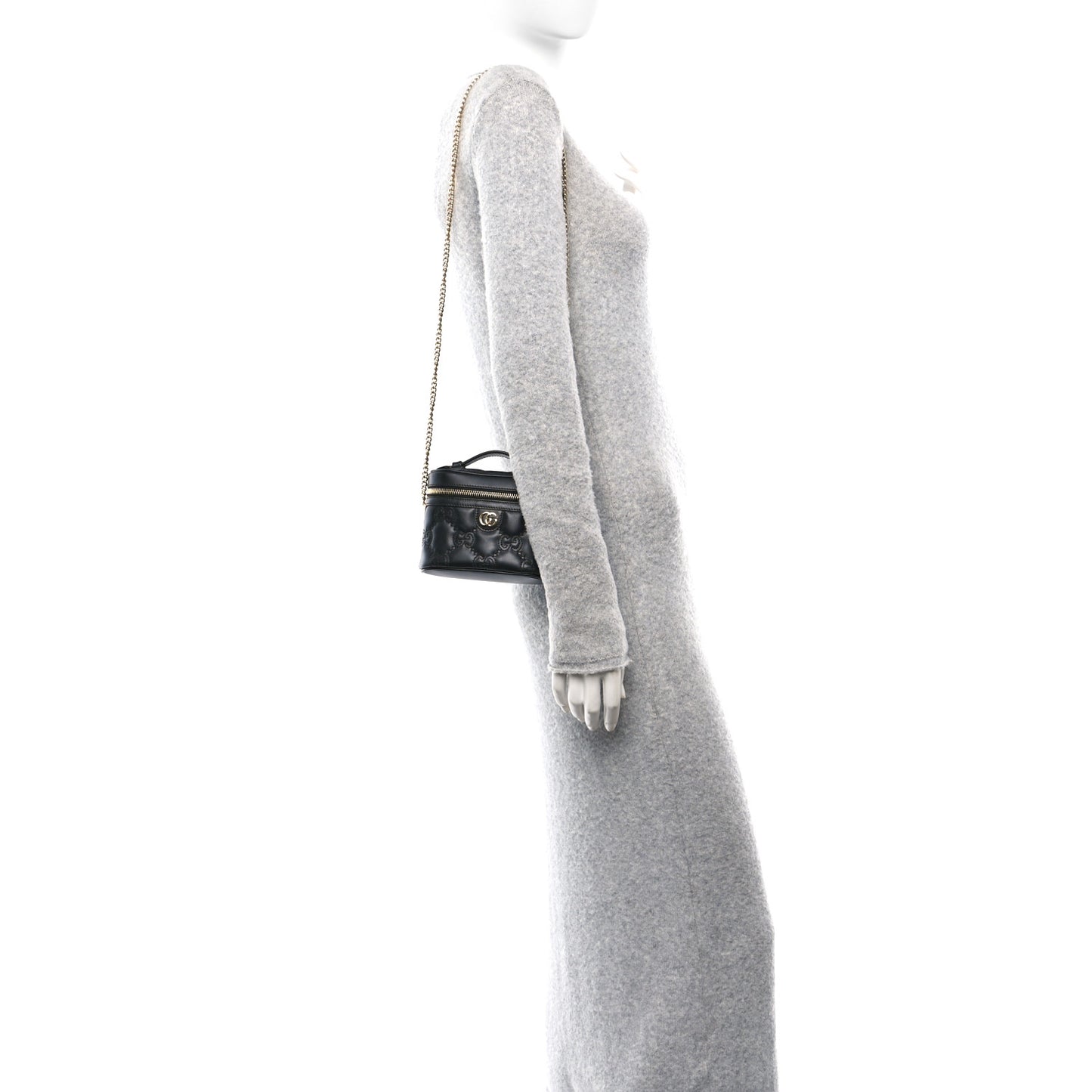Calfskin GG Matelasse Mini Top Handle Bag Black