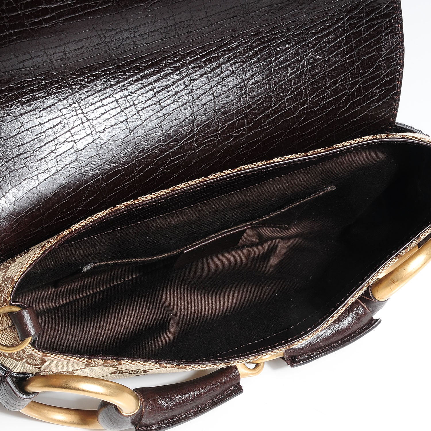 Gucci Monogram Horsebit Clutch Dark Brown 5 of 7