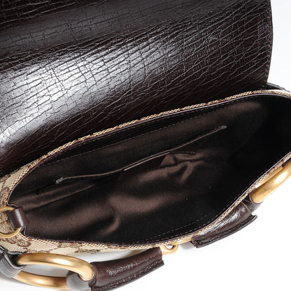 Gucci Monogram Horsebit Clutch Dark Brown 5 of 7