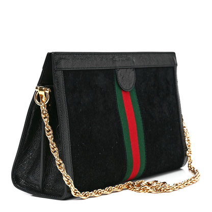 Gucci Suede Patent GG Web Medium Ophidia Chain Shoulder Bag Black 3 of 12
