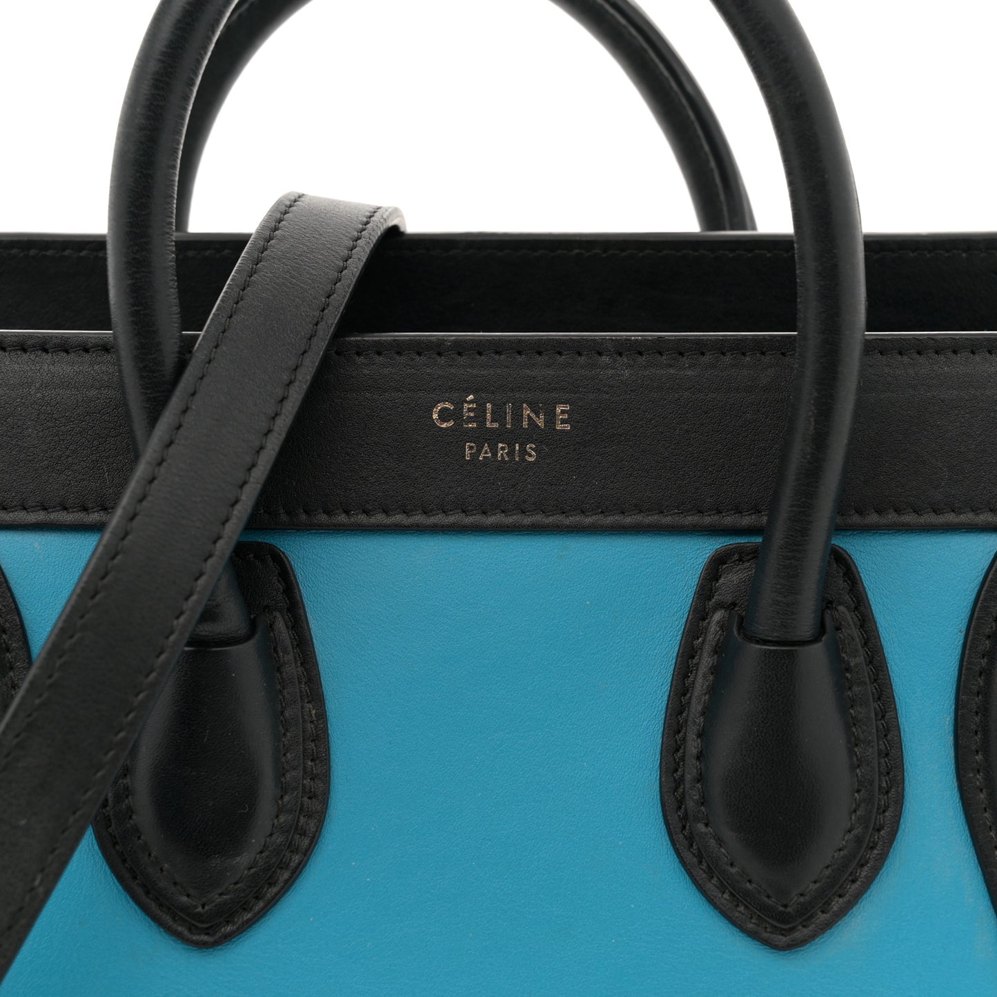 Smooth Calfskin Nano Tri-Color Luggage Turquoise
