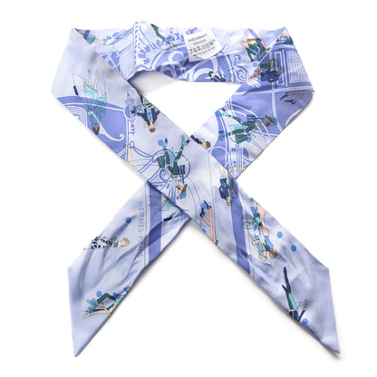 Hermes Silk Ex-Libris Les Parisiennes Twilly Ciel Turquoise Lavender 1 of 3