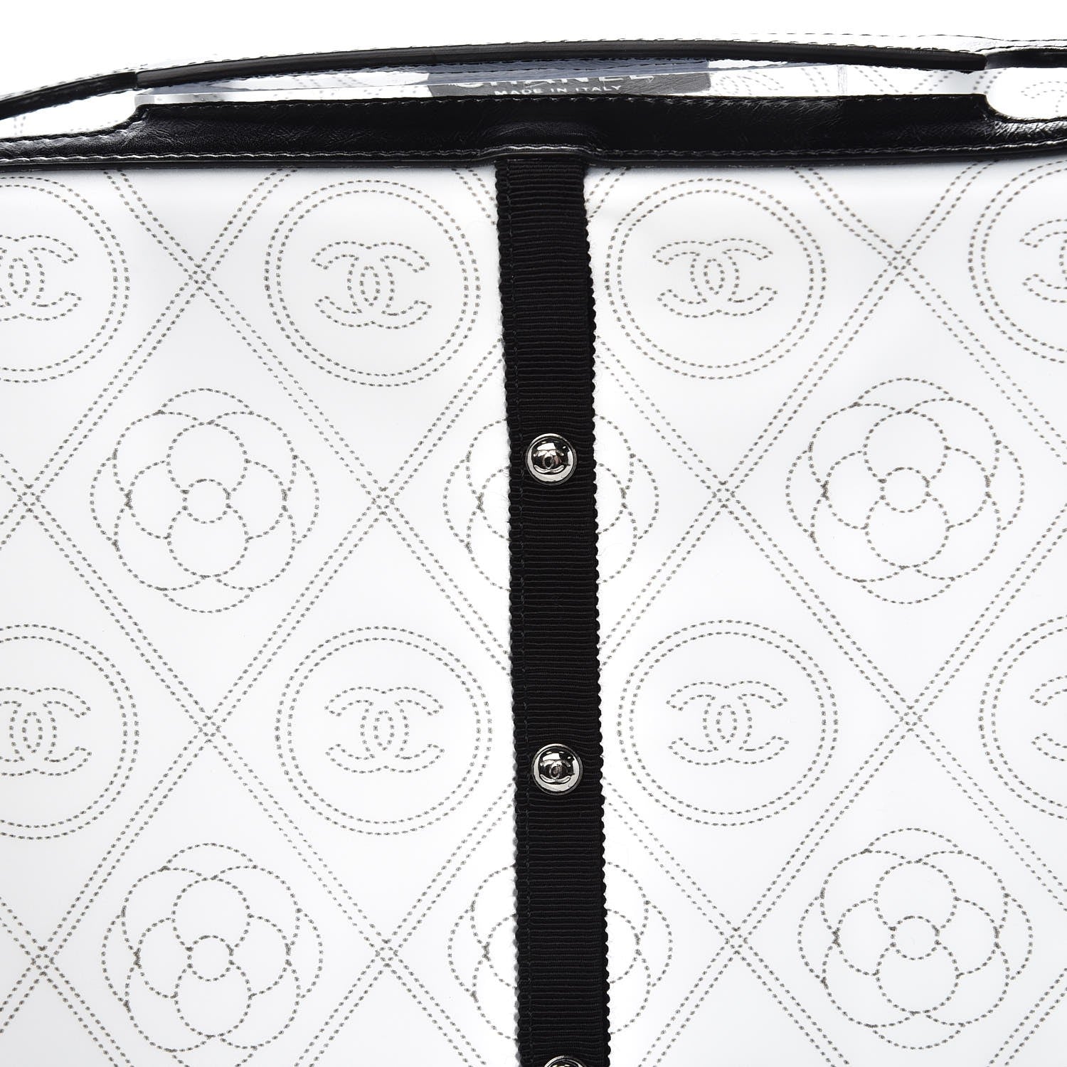 Chanel PVC Calfskin Coco Bag Raincoat White Black 5 of 8