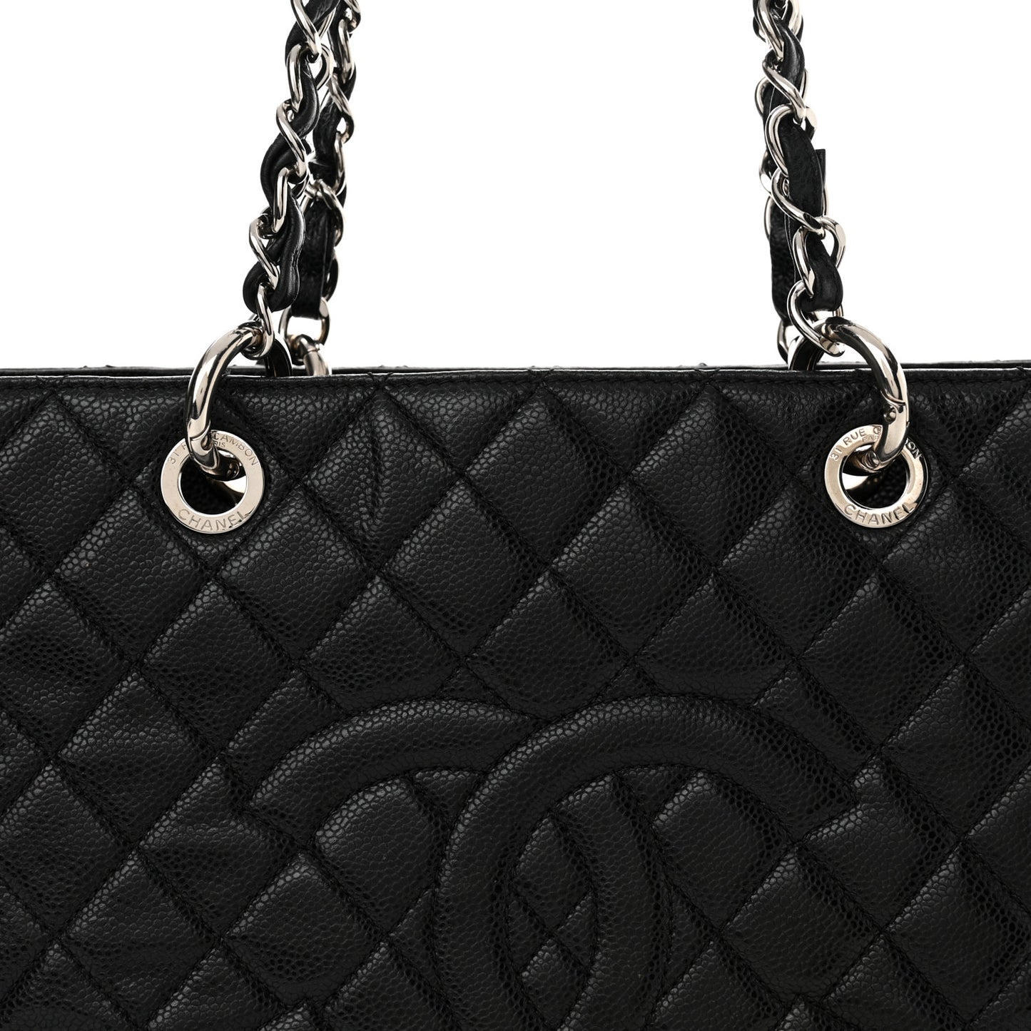 Caviar Quilted Grand Shopping Tote GST Black