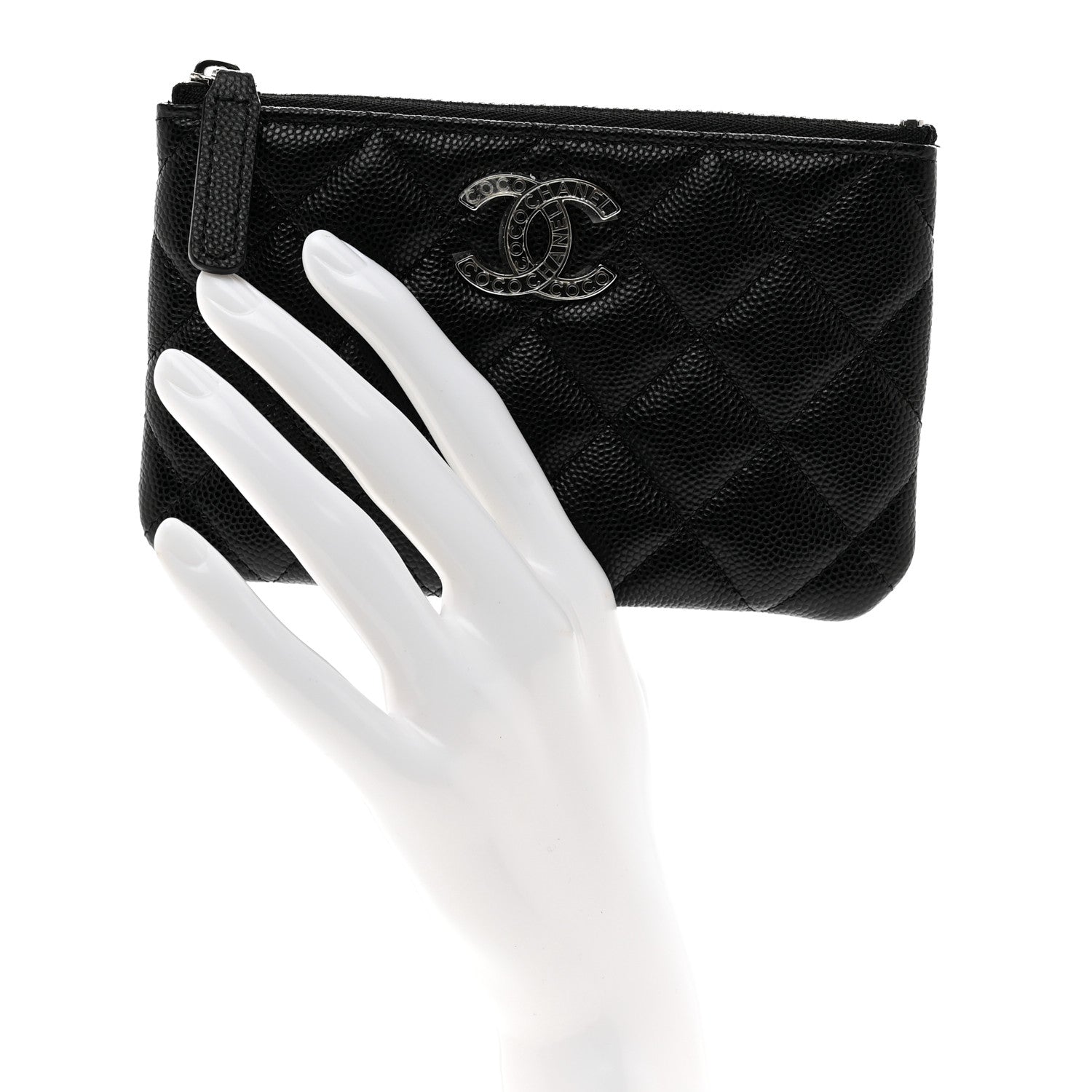 Chanel Caviar Quilted CC Logo Small Pouch Black 2 of 8