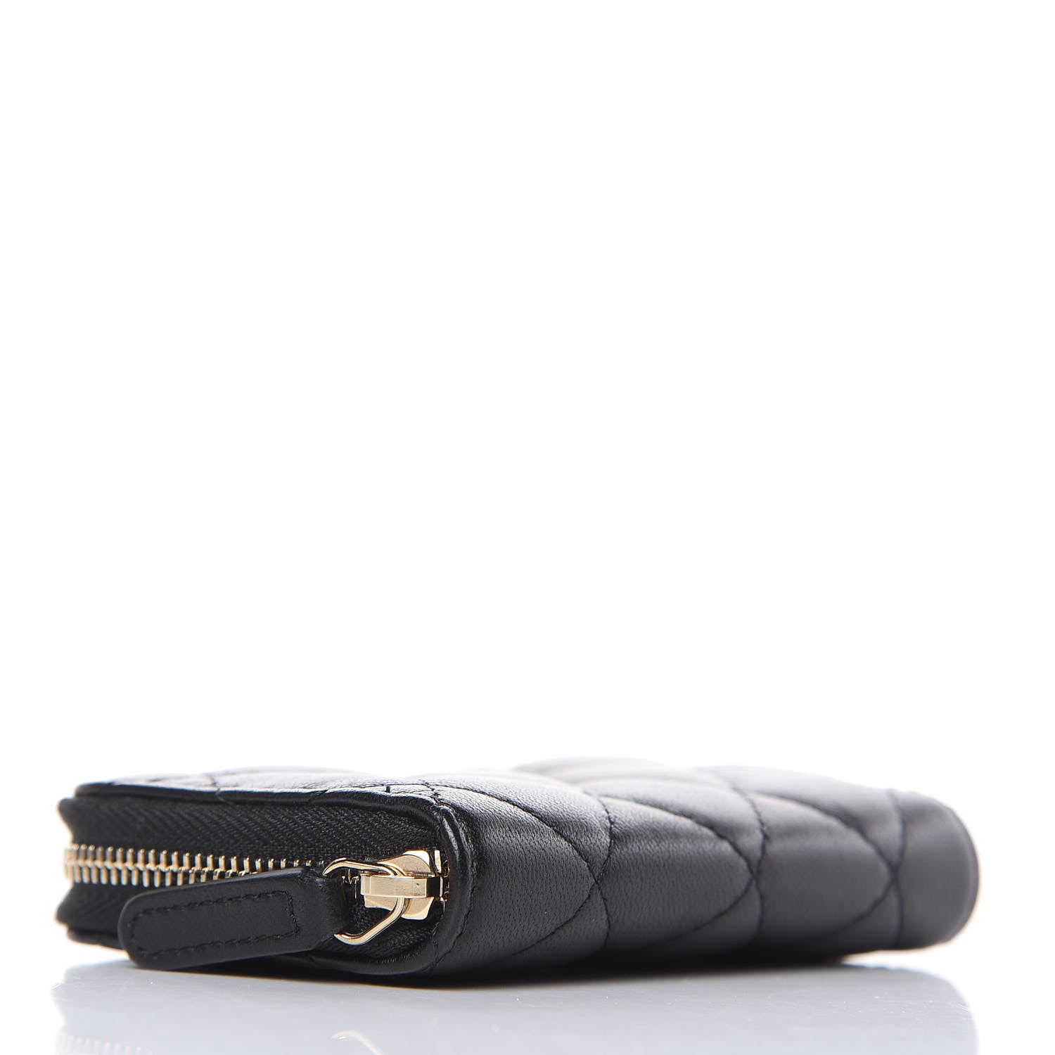 Chanel Lambskin Quilted Zip Around Coin Purse Wallet Black 4 of 7