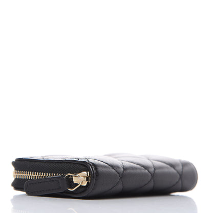Chanel Lambskin Quilted Zip Around Coin Purse Wallet Black 4 of 7
