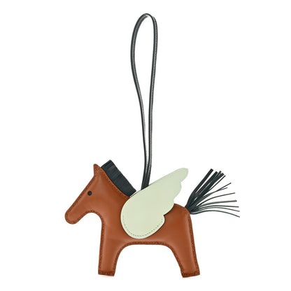 Hermes Milo Lambskin Grigri Rodeo Pegase Horse Bag Charm MM Gold Vert Cypress Vert Fizz 1 of 5