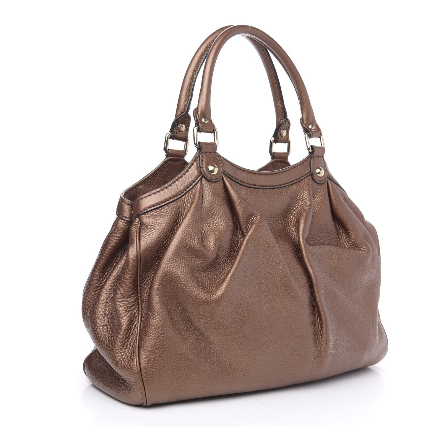 Metallic Calfskin Medium Sukey Tote Brown