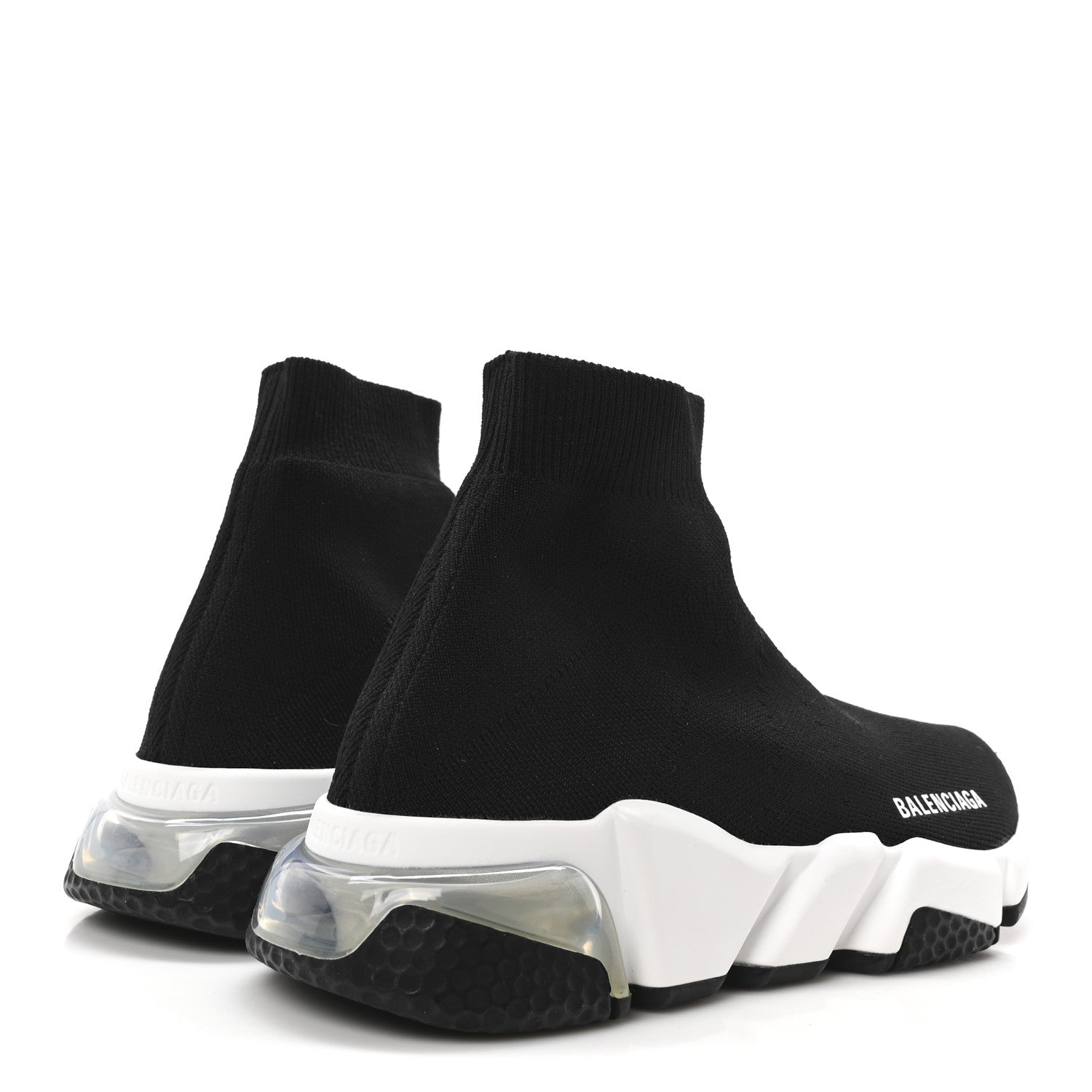 Balenciaga Neoprene Knit Womens Speed Clear Sole Sneakers 37 Black White 5 of 8