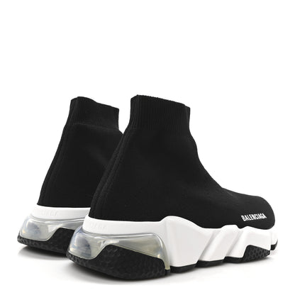 Balenciaga Neoprene Knit Womens Speed Clear Sole Sneakers 37 Black White 5 of 8