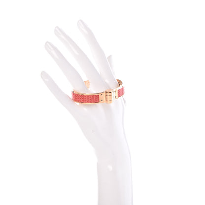 Hermes Lizard Charniere Cuir Narrow Hinged Bracelet S Bougainvillea 2 of 5
