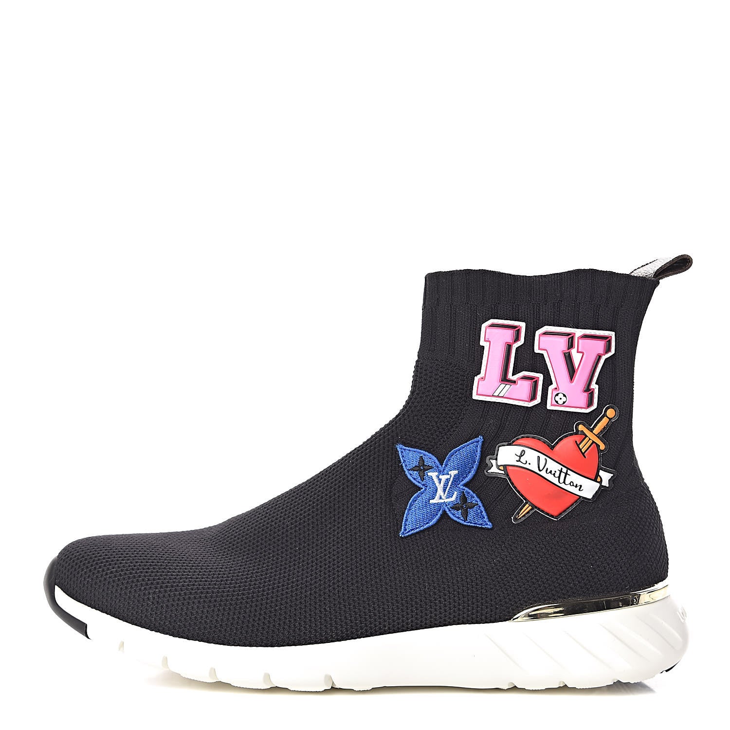 Louis Vuitton Stretch Fabric LV Black Heart Sock Sneaker 41 Black 1 of 9